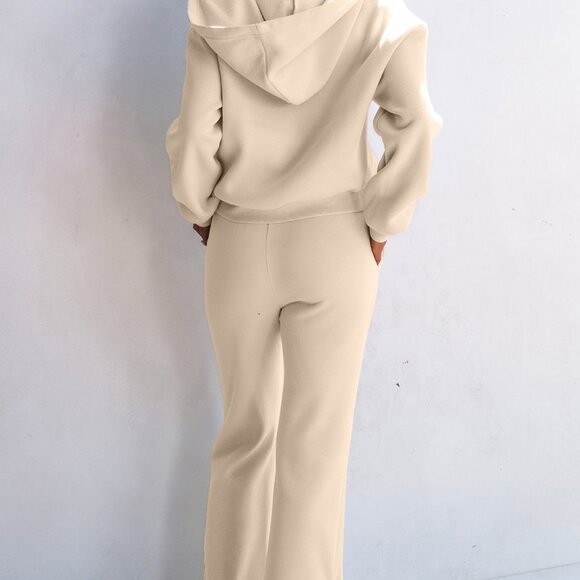 Parchment Solid Color Hoodie and High Waist Pants Two Piece Activewear - Picture 7 of 12